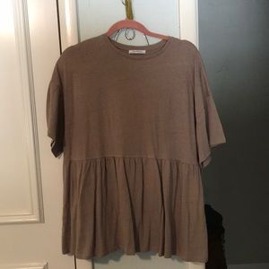 Zara Brown Peplum Tee
